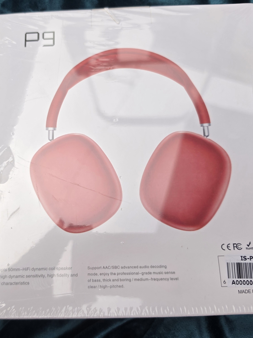P9 Wireless Over-Ear Headphones — Red